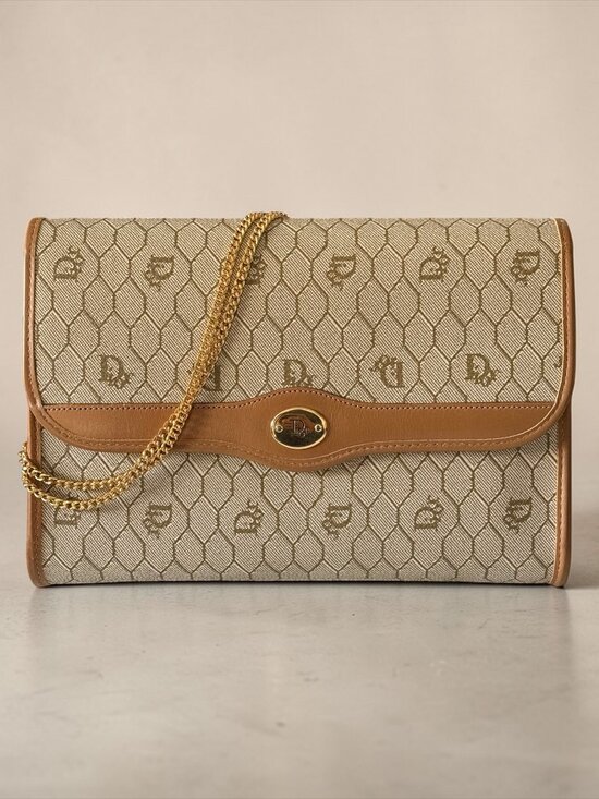 Dior Handbags - Vintage Christian Dior Honeycomb Monogram Chain Crossbody/Clutch